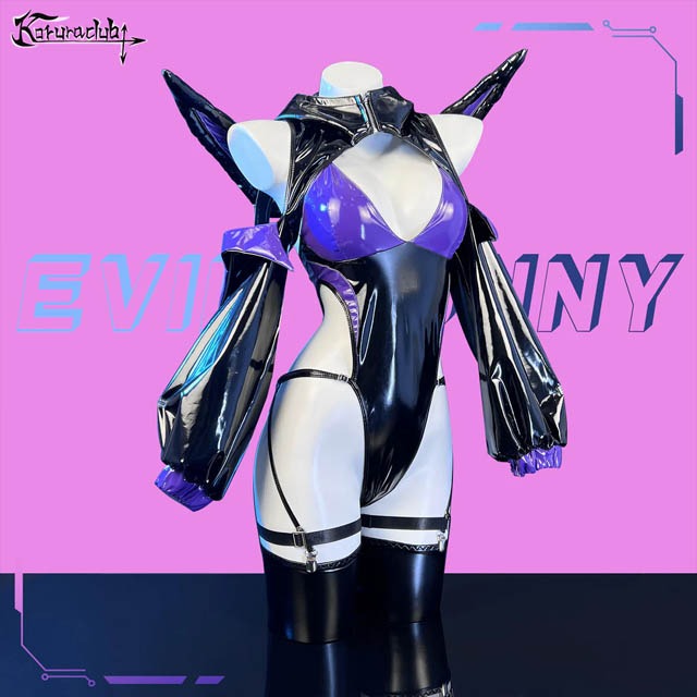 【特物魔屋｜賣家實拍】 KORURACLUB COSPLAY角色扮演 邪惡性感兔女郎高叉漆皮PU皮革丁字露背吊帶套裝-規格圖9