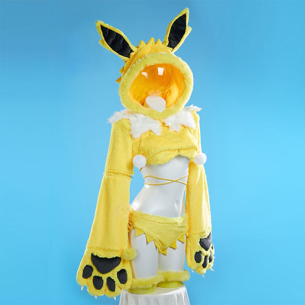 【特物魔屋】爆了個兔 COSPLAY角色扮演萬聖節 原創寶可夢神奇寶貝 雷伊布雷精靈 毛绒絨毛比基尼 大爪獸爪長袖連帽-細節圖5
