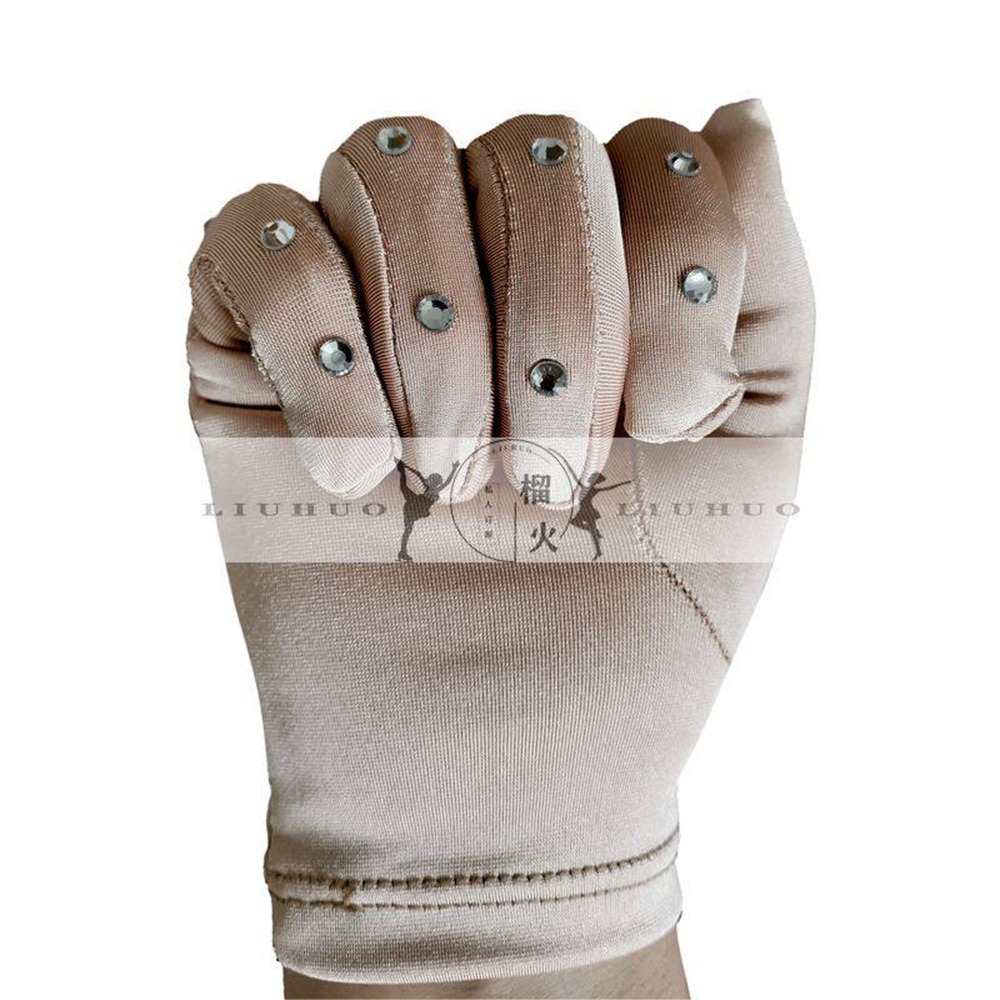 【特物魔屋】LIUHUO 花式滑冰表演手套 兒童閃鑽手套 燙鑽魔術手套 防滑手套-細節圖5