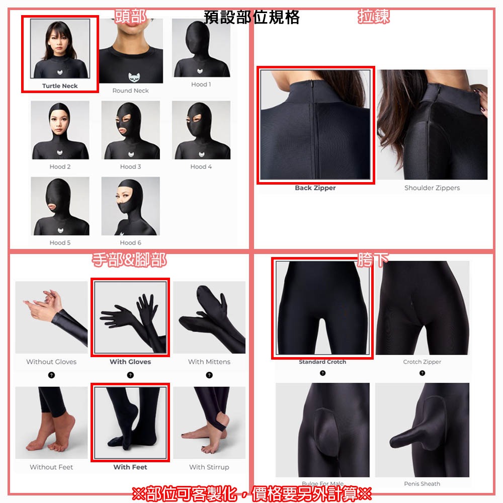 【特物魔屋】HIRO GATO 緞面氨綸連身緊身衣 高領包手包腳緊身衣 背後拉鍊緊身衣 泳衣泳裝 可客製化-細節圖3