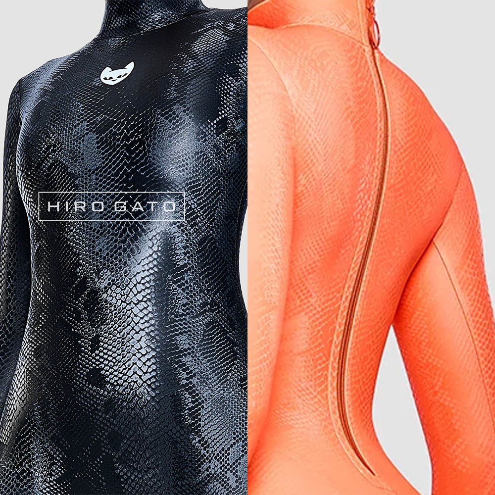 【特物魔屋】HIRO GATO 爬蟲類鱗片紋路布料氨綸連身緊身衣 高領包手包腳緊身衣 背後拉鍊緊身衣 泳衣泳裝 可客製化-細節圖9