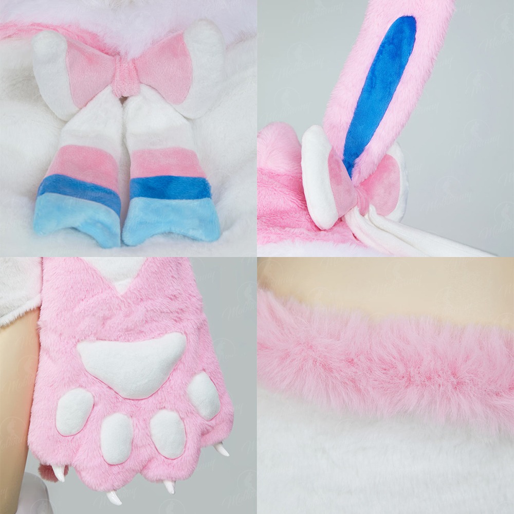 【特物魔屋】爆了個兔 COSPLAY角色扮演 寶可夢神奇寶貝 仙子伊布仙子精靈同人 毛绒萌爪獸爪比基尼毛毛套裝-細節圖4