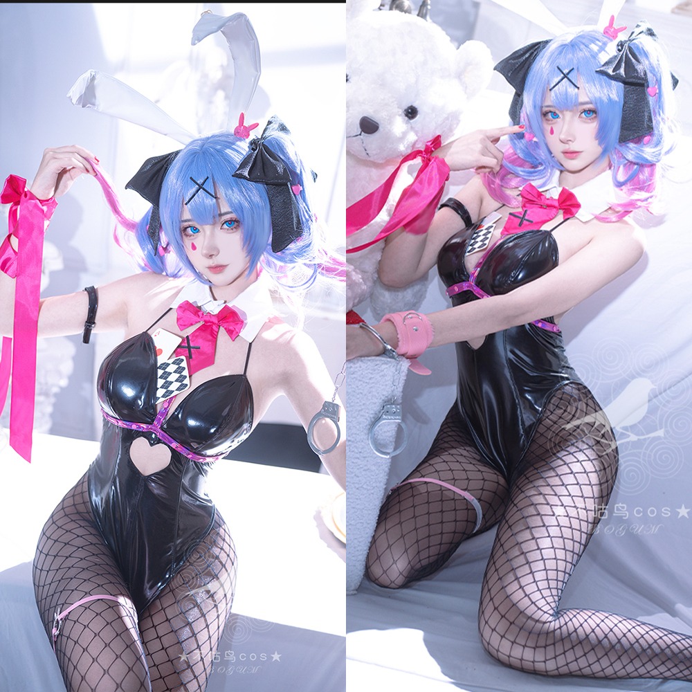 【特物魔屋】不咕鳥 COSPLAY角色扮演 兔子洞 初音未來 服裝套裝 漆皮連身高叉兔女郎-細節圖7