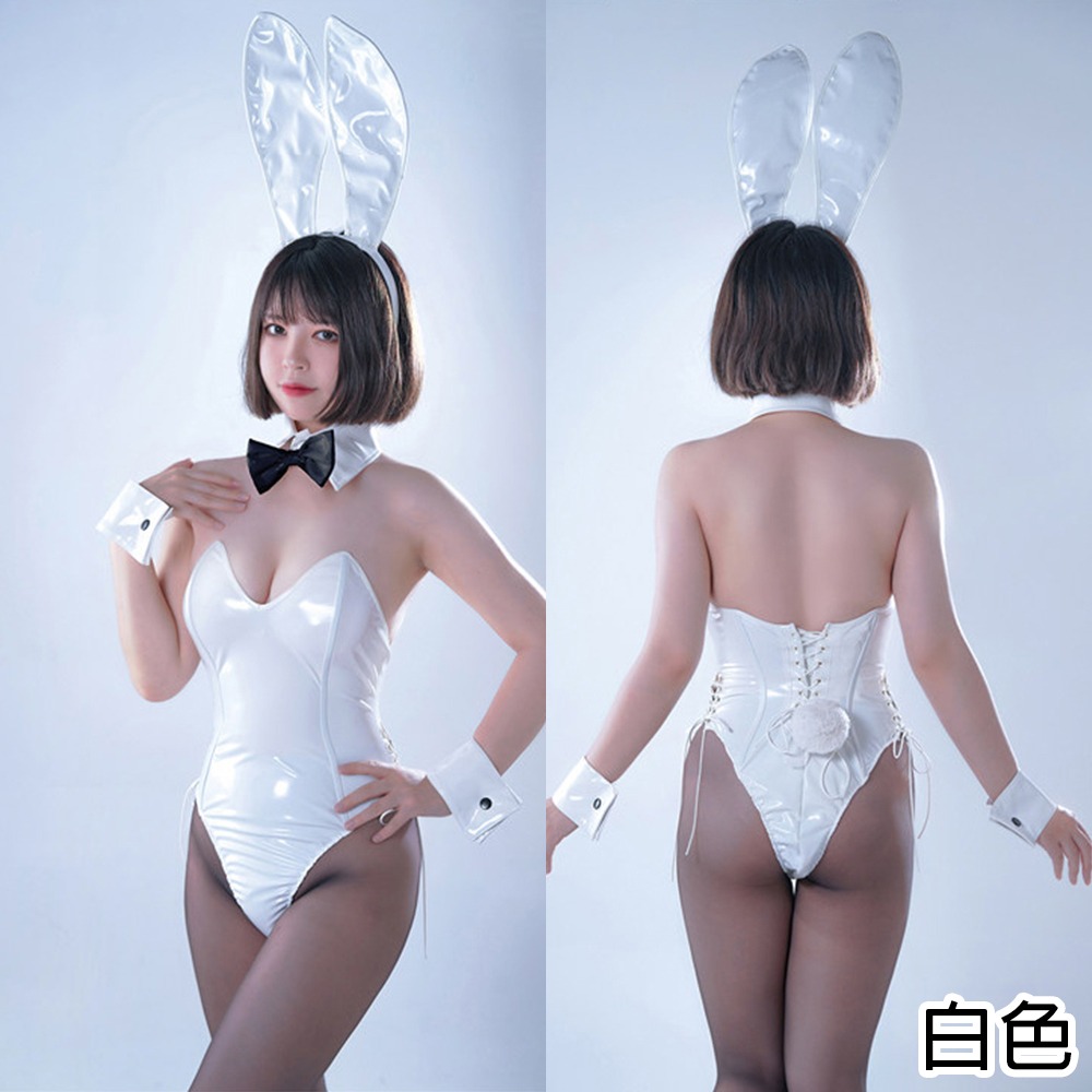 【特物魔屋】Red Thorns紅色荊棘 COSPLAY 正統漆皮兔女郎裝 自托胸高叉綁帶緊身兔女郎服套裝-細節圖4