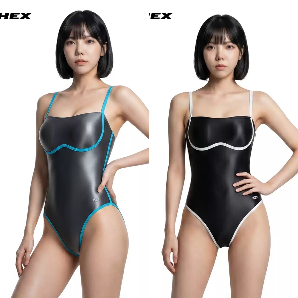 【特物魔屋】LEOHEX 連身泳衣 油亮光澤高叉露背泳裝 肩帶貼身緊身泳衣 無內襯高開叉顯瘦修身寫真度假拍攝泳裝-細節圖4