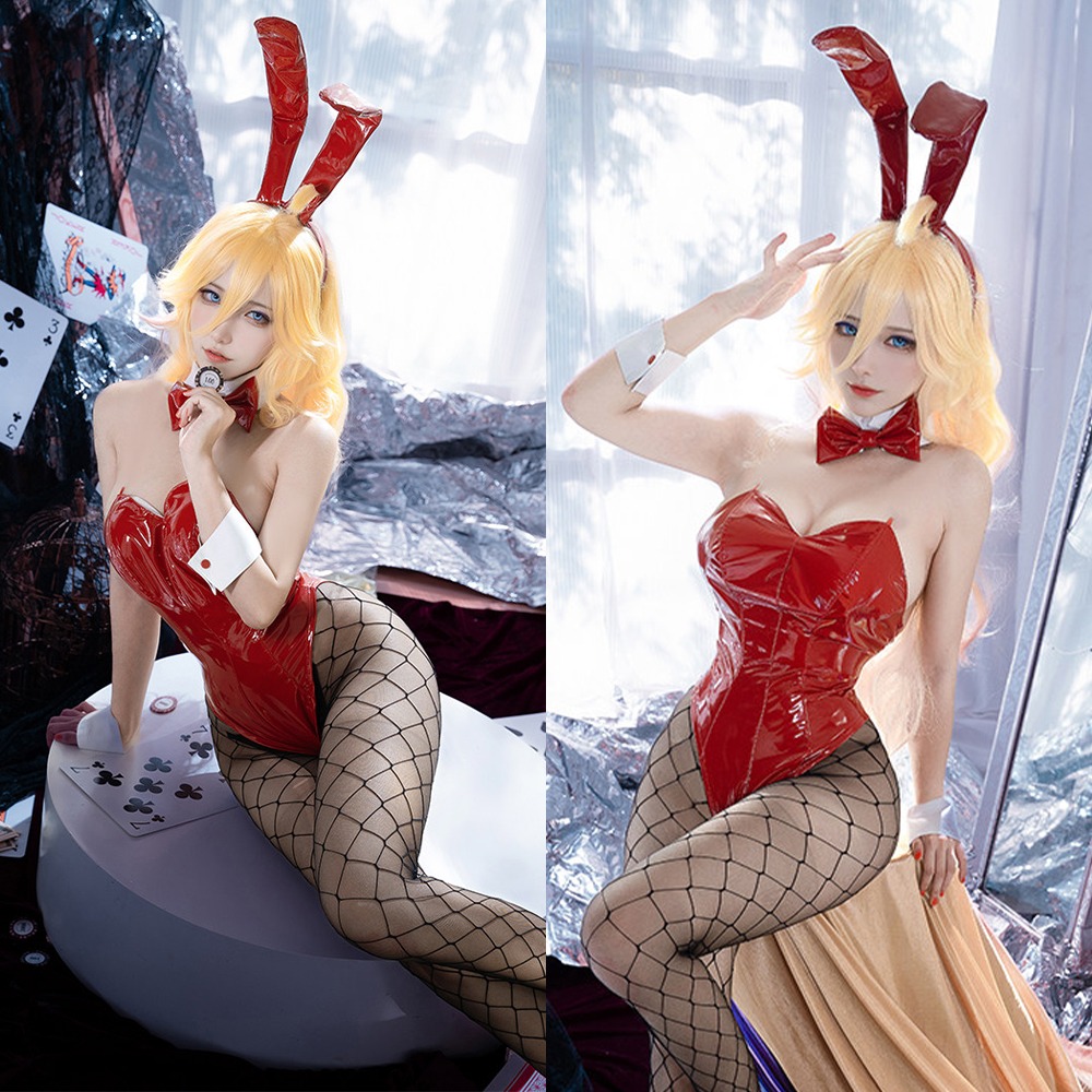 【特物魔屋】不咕鳥｜COSPLAY角色扮演 吊帶襪天使Panty&Stocking潘迪史朵巾 鏡面亮皮漆皮高叉兔女郎服裝-細節圖4