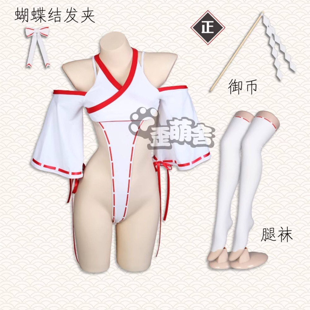 【特物魔屋｜賣家實拍】歪萌社｜COSPLAY角色扮演 惡靈退散巫女 曉美媽聯名款 高彈高叉緊身丁字貼身女巫套裝 大尺度-細節圖3