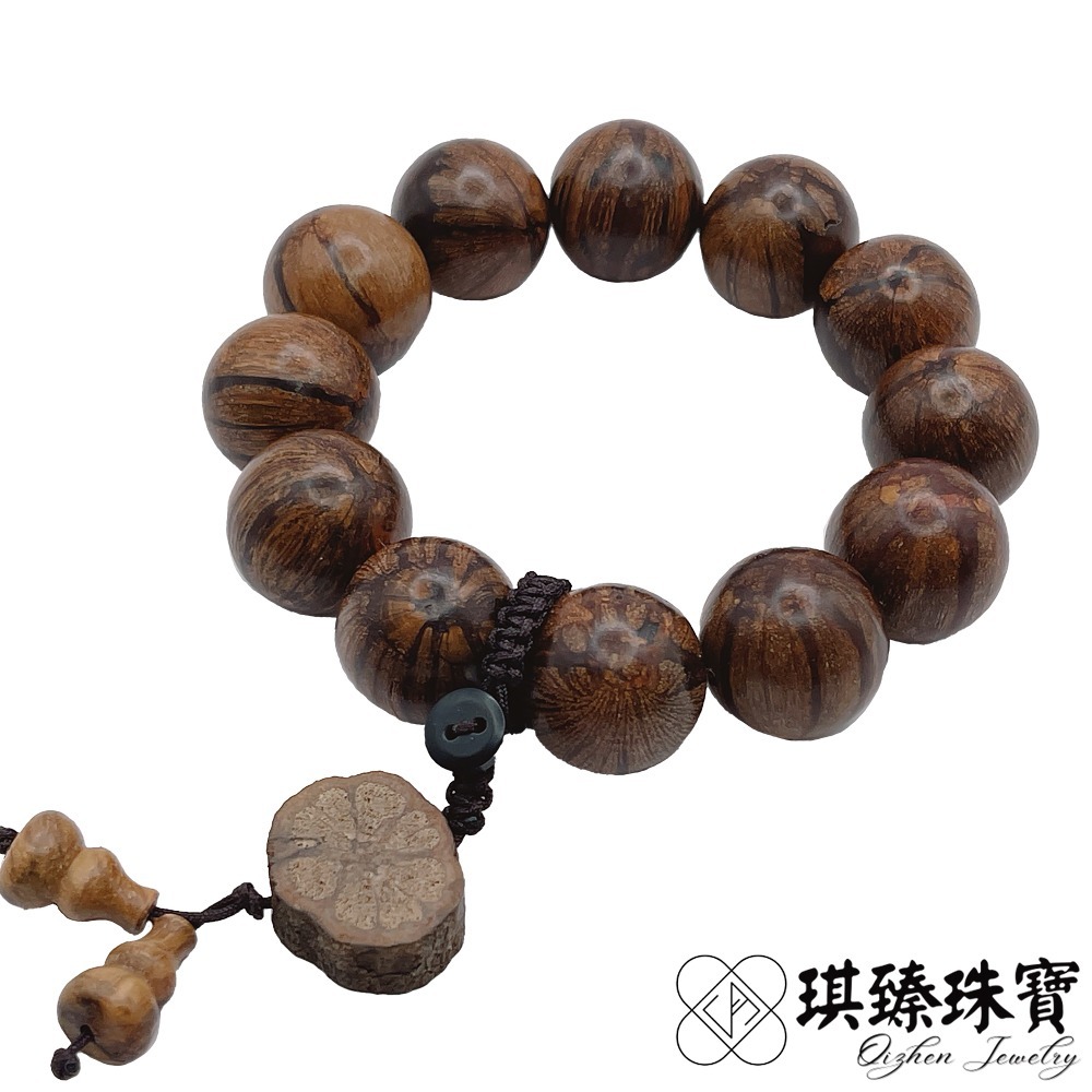 【琪臻珠寶】 天然老山梅花沉20mm圓珠手串手珠(菊花藤菊花木_開運平安_隨機出貨)-細節圖2
