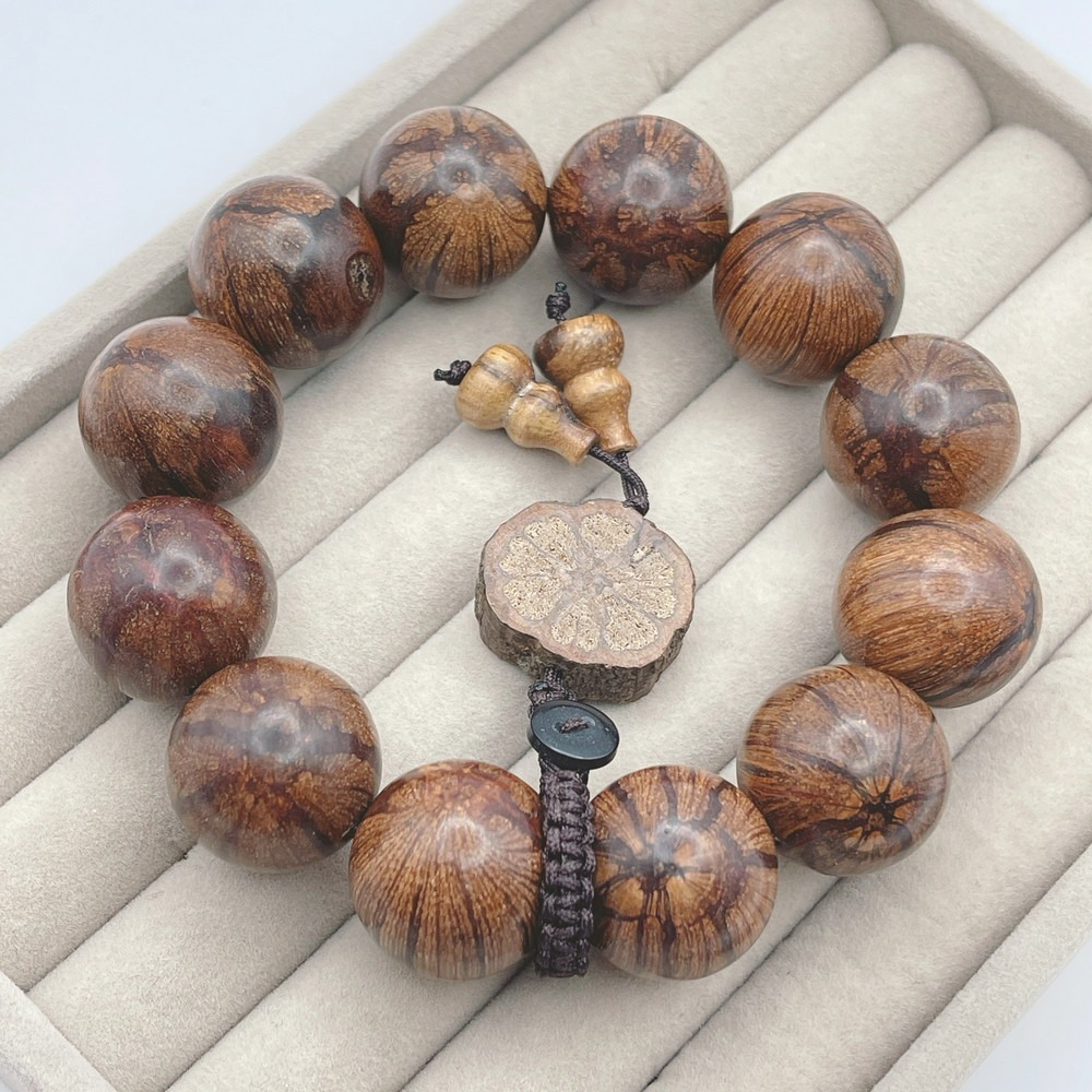 【琪臻珠寶】 天然老山梅花沉20mm圓珠手串手珠(菊花藤菊花木_開運平安_隨機出貨)-細節圖5