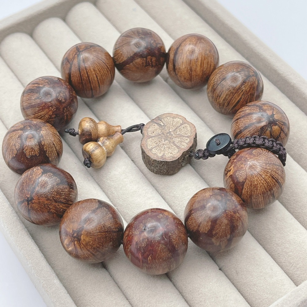 【琪臻珠寶】 天然老山梅花沉20mm圓珠手串手珠(菊花藤菊花木_開運平安_隨機出貨)-細節圖6