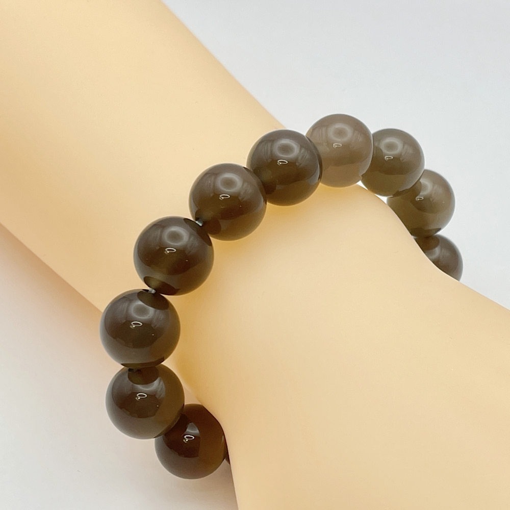 【琪臻珠寶】天然灰瑪瑙圓珠手鍊(14mm圓珠 隨機出貨)-細節圖4