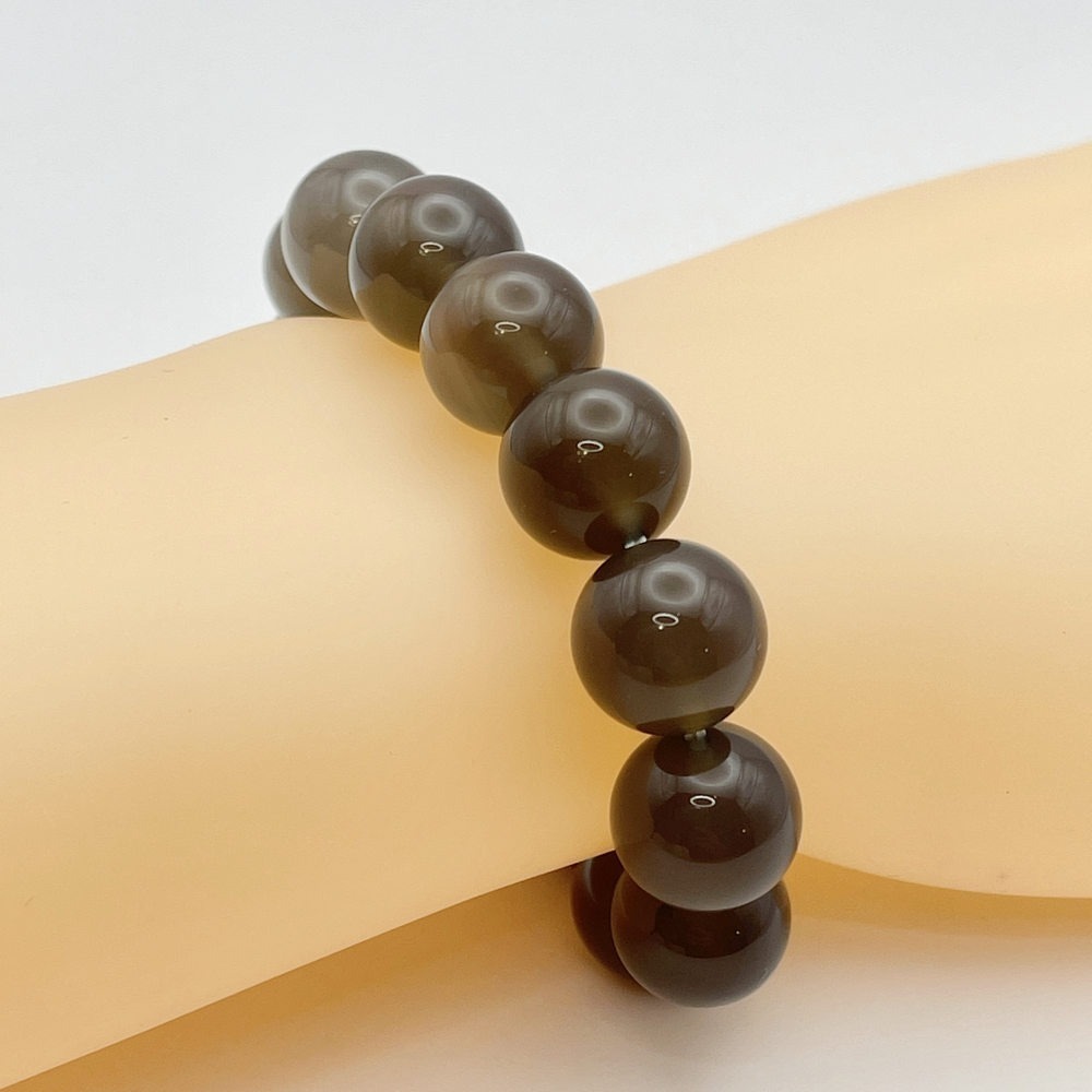 【琪臻珠寶】天然灰瑪瑙圓珠手鍊(14mm圓珠 隨機出貨)-細節圖5