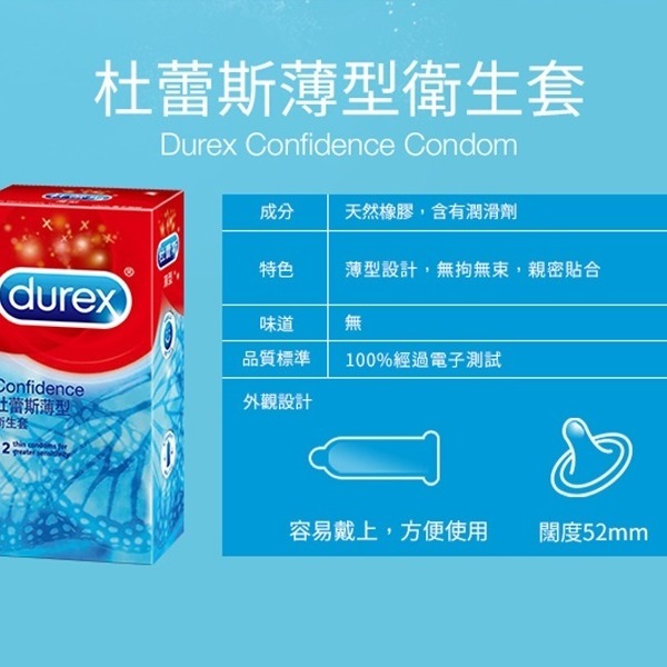 【1010SHOP】杜蕾斯 Durex 薄型 52mm 保險套 12入 / 單盒 避孕套 安全套 家庭計畫 安全計畫-細節圖2