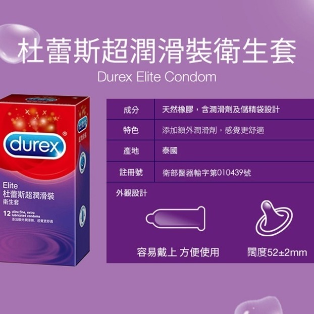 【1010SHOP】杜蕾斯 Durex 超潤滑裝 52mm 保險套 12入 / 單盒 避孕套 安全套 衛生套 家庭計畫-細節圖2