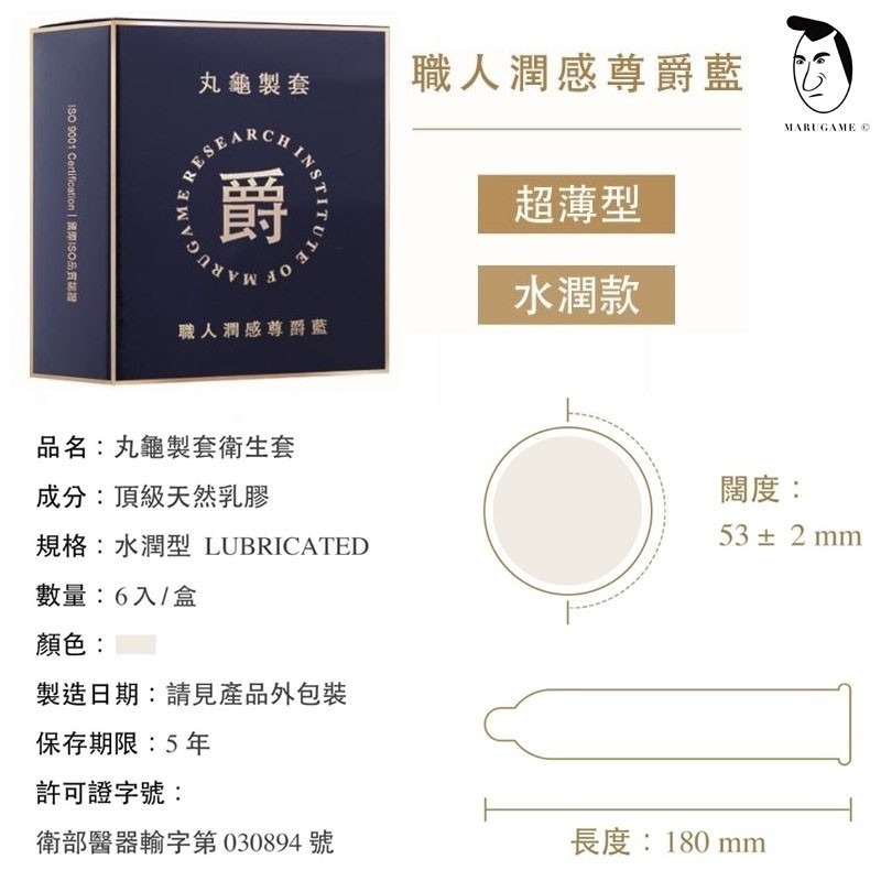 【1010SHOP】丸龜製套 武士金 超薄型/鎧甲灰 環紋型/尊爵藍 水潤型/御石紅 三合一型 53mm 保險套 避孕套-細節圖6