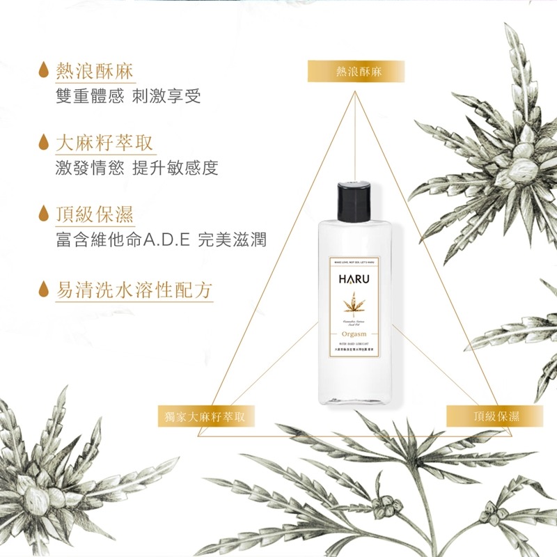 【1010SHOP】含春 HARU 大麻籽 粹取 熱感 潤滑液 155ml ORGASM 居家瓶-細節圖3