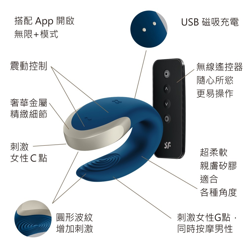 【1010SHOP】德國 Satisfyer SF Double Love 智能 APP 遙控 雙人 共震器 藍 | 黑-細節圖3