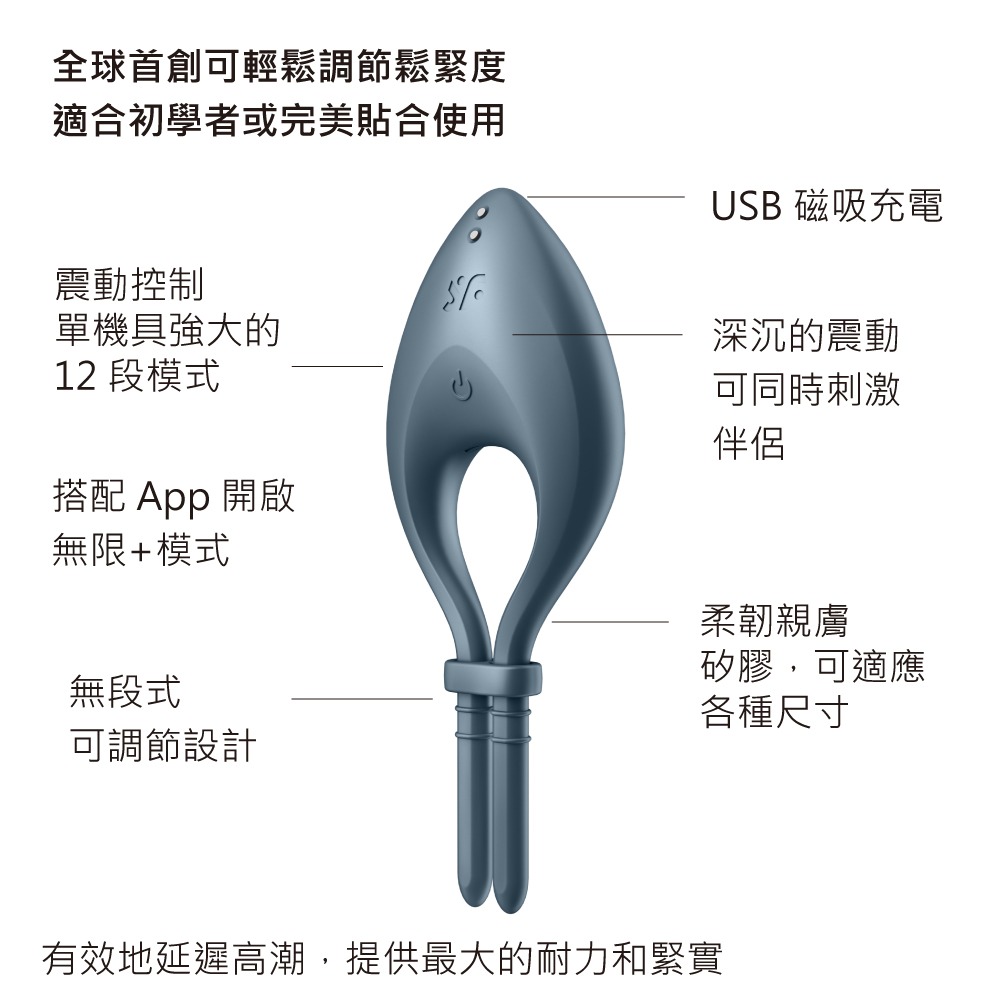 【1010SHOP】德國 Satisfyer SF Bullseye 智能 APP 可調節 男士 精力環 鎖精環 鍛鍊環-細節圖7