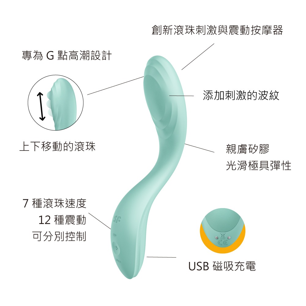 【1010SHOP】德國 SF Satisfyer Rrrolling Pleasure G點 滾珠 震動 按摩器 情趣-規格圖1
