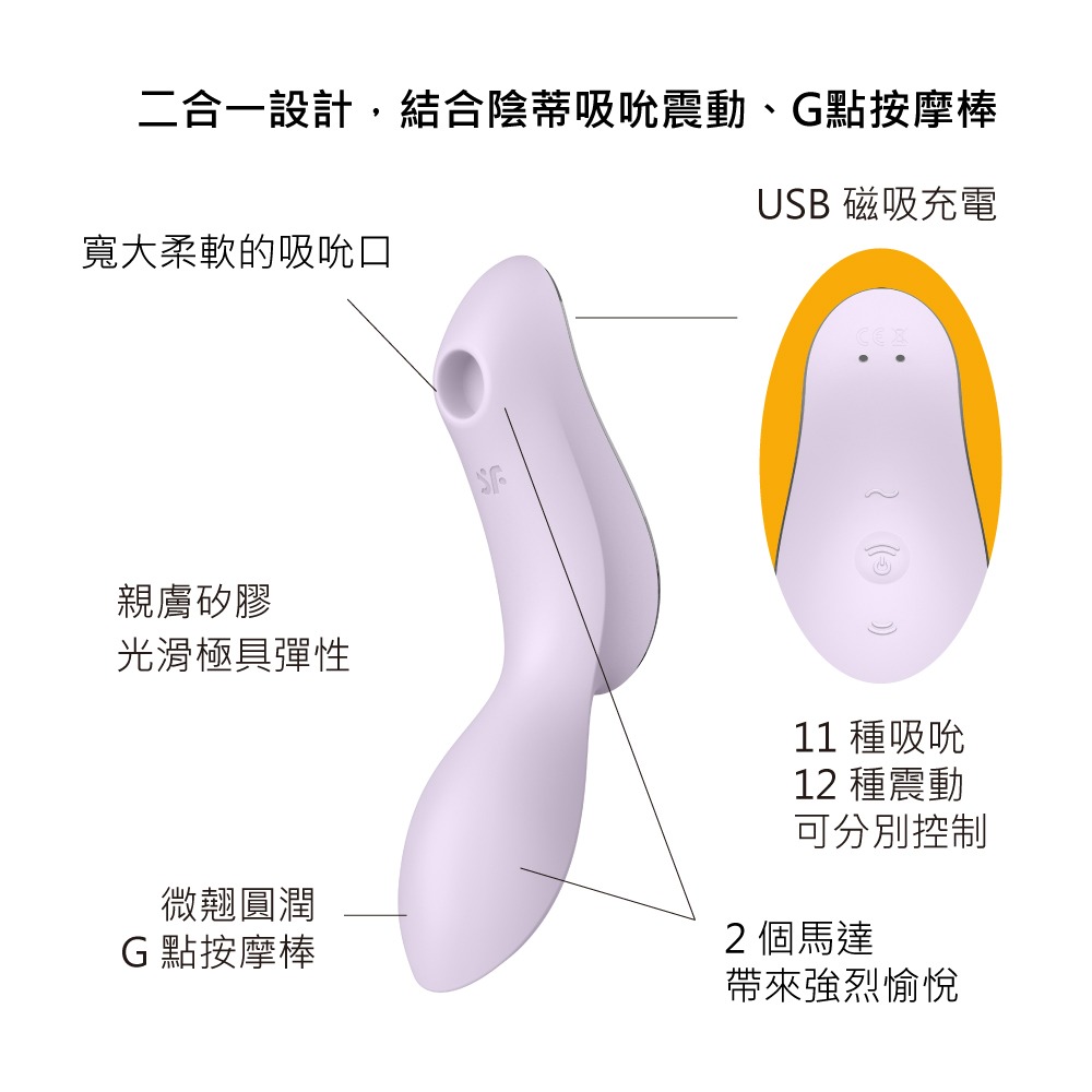 【1010SHOP】德國 SF Satisfyer Curvy Trinity 2 陰蒂 吸吮+震動 按摩棒 情趣用品-細節圖3