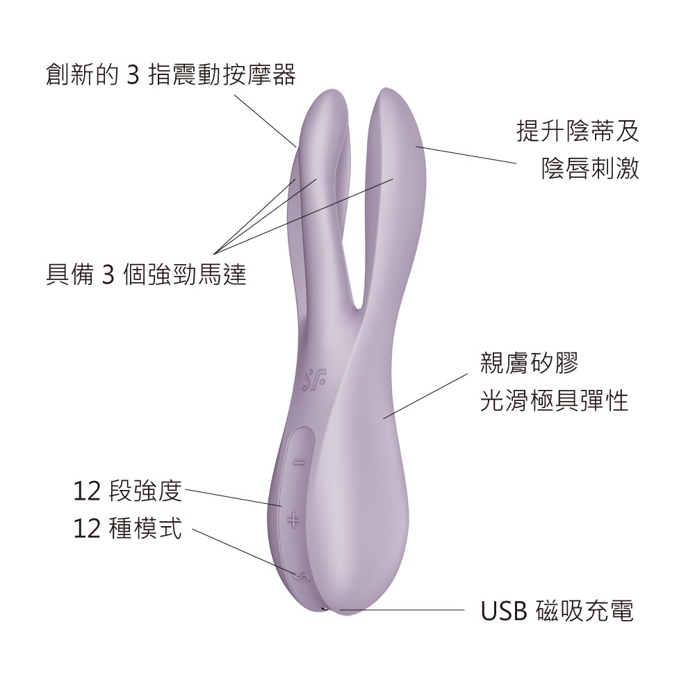 【1010SHOP】德國 Satisfyer SF Threesome 3 多功能 震動器 按摩棒 情趣用品 成人玩具-細節圖3