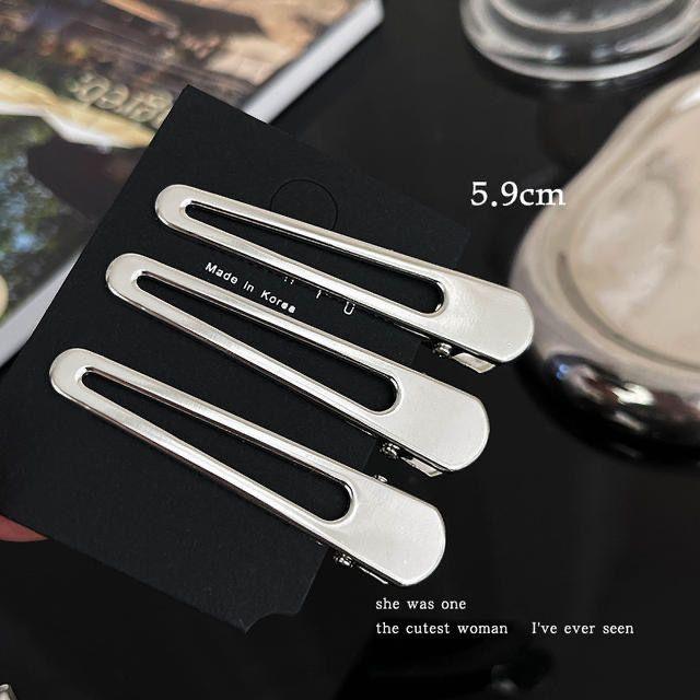 火星兔★可愛髮夾 氣質髮夾 銀色金屬 鏤空星星髮夾 側邊劉海夾 女前額碎髮 鴨嘴夾子 一字髮卡 頭飾-細節圖7