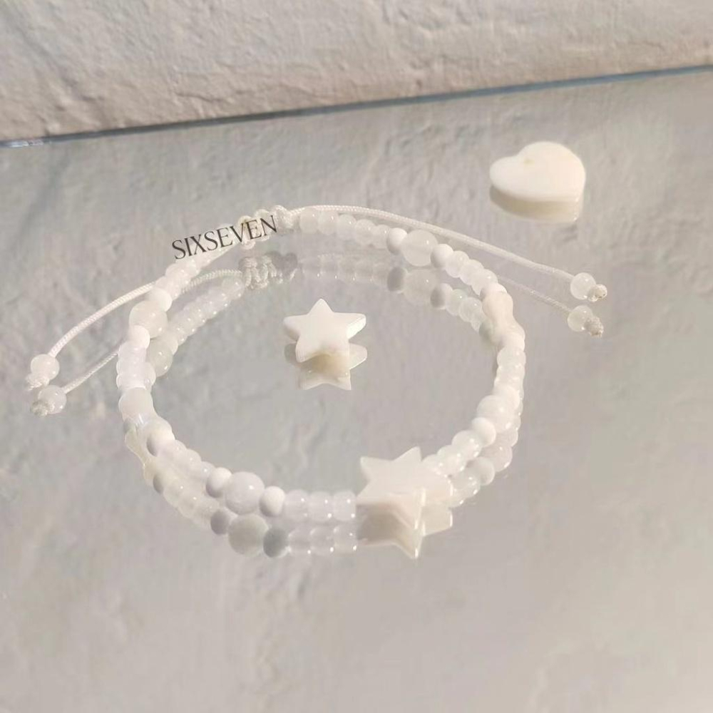 火星兔★白貝星星串珠 手繩仙氣 小衆高顔值 手鍊手飾-細節圖2