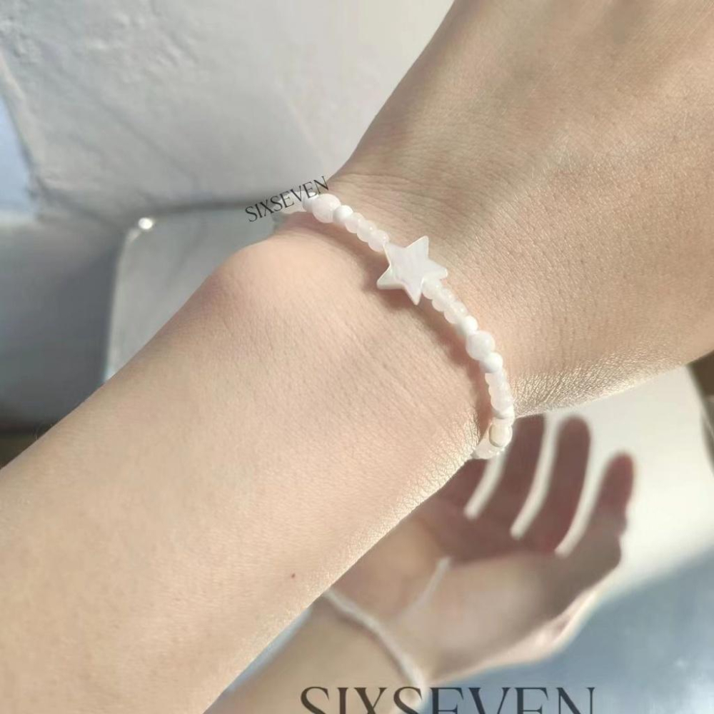 火星兔★白貝星星串珠 手繩仙氣 小衆高顔值 手鍊手飾-細節圖3