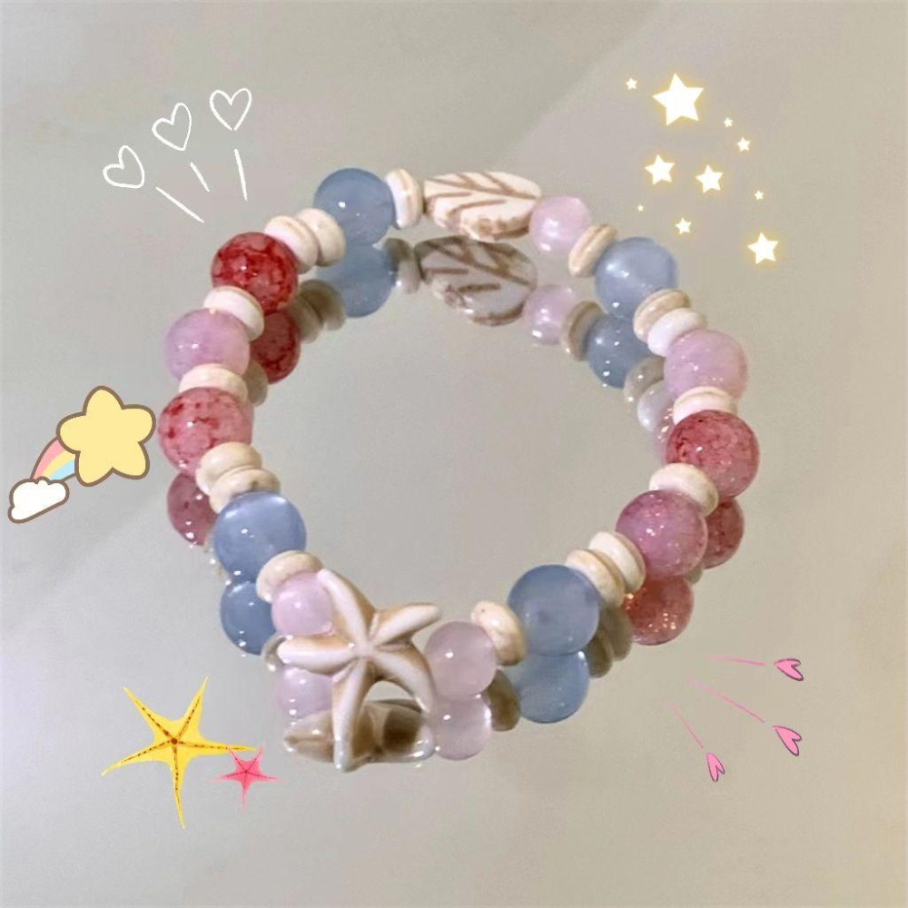 火星兔★椰樹海島 夏日椰子樹 小清新 小衆設計 甜美 彈力繩串珠 手飾手鍊女 學生閨蜜手飾 禮物-細節圖5