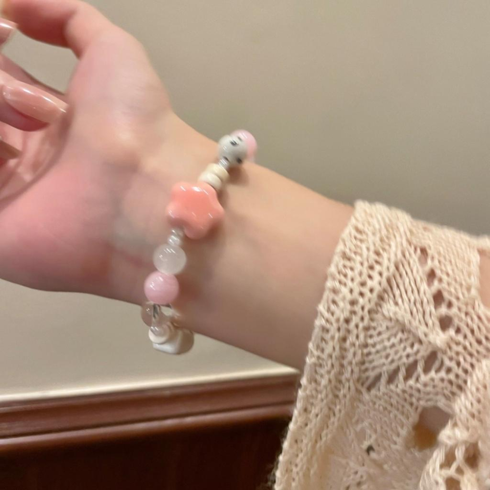 火星兔★椰樹海島 夏日椰子樹 小清新 小衆設計 甜美 彈力繩串珠 手飾手鍊女 學生閨蜜手飾 禮物-細節圖8