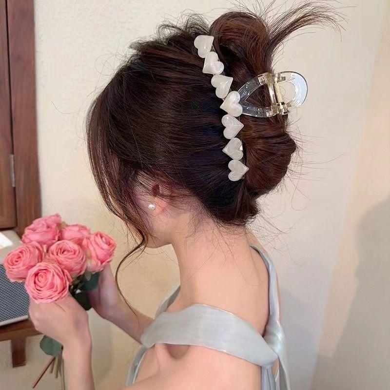 火星兔★髮箍 跳動的心 果凍愛心抓夾 大號小衆高級感髮夾 女後腦勺 子頭飾-細節圖4