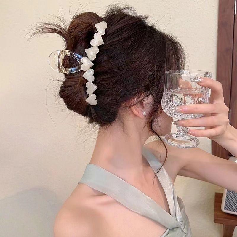 火星兔★髮箍 跳動的心 果凍愛心抓夾 大號小衆高級感髮夾 女後腦勺 子頭飾-細節圖5