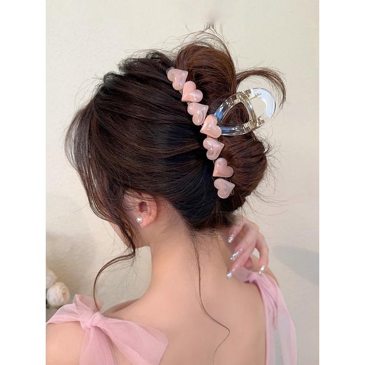 火星兔★髮箍 跳動的心 果凍愛心抓夾 大號小衆高級感髮夾 女後腦勺 子頭飾-細節圖9