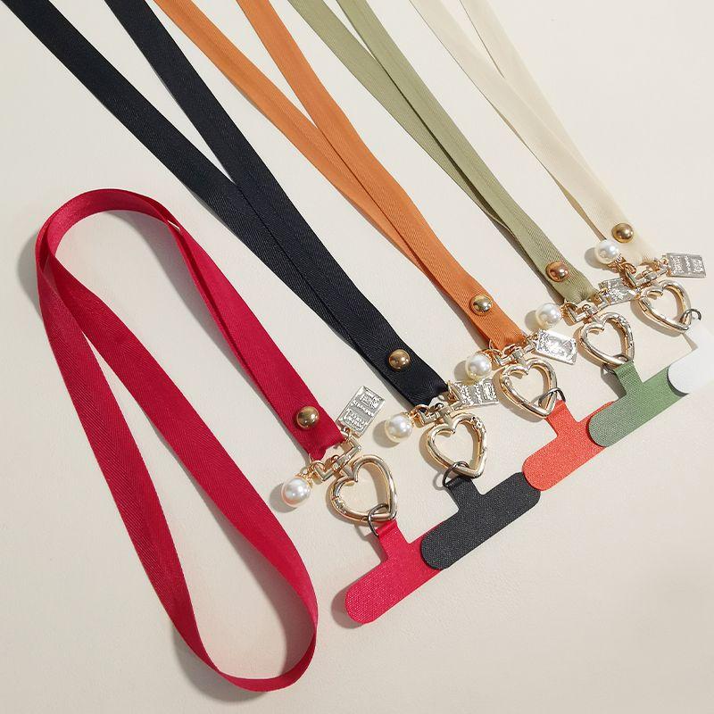 火星兔★手機掛繩 長款掛脖 掛件 珍珠愛心扣寬佈帶子 手機殻通用 可拆卸結實潮-細節圖7