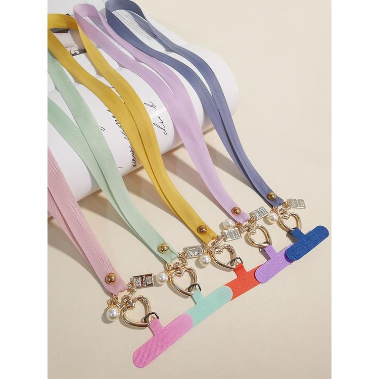 火星兔★手機掛繩 長款掛脖 掛件 珍珠愛心扣寬佈帶子 手機殻通用 可拆卸結實潮-細節圖8