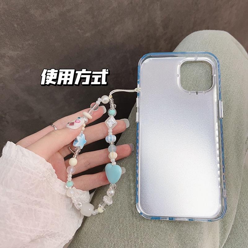 火星兔★吊飾 手機繩 手機吊飾 淑女款淺色 百搭手機掛鍊 diy手工淺藍珠珠手鍊 手機掛繩 手機鍊 串珠 韓國 手機鍊條-細節圖3