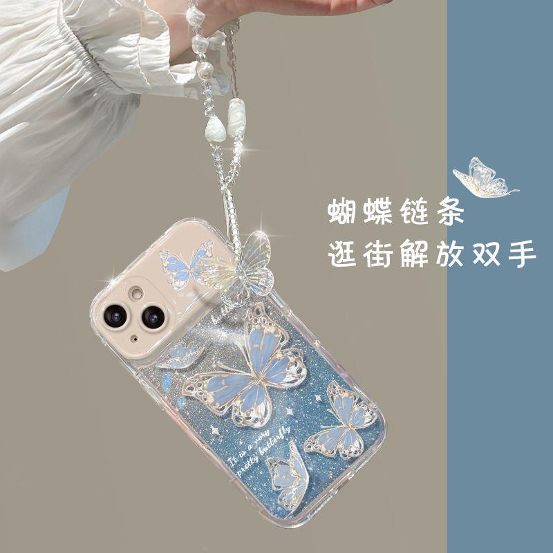 火星兔★IPHONE 仙女蝶 iPhone13 翻蓋鏡子 防摔 閃粉卡紙 ins風 蘋果手機殼 手機殼-細節圖4