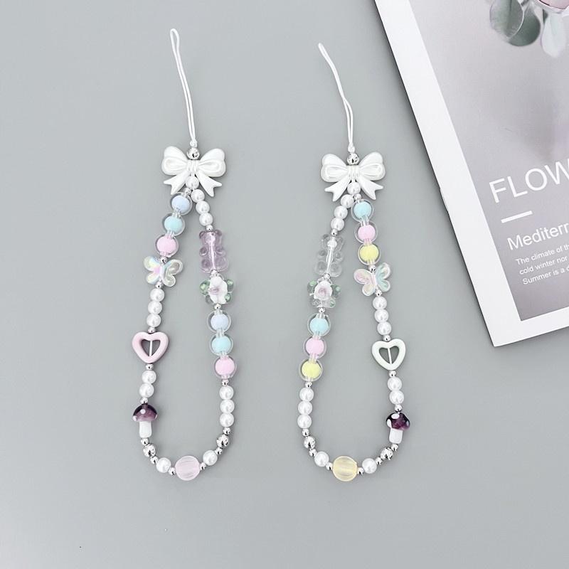 火星兔★吊飾 手機繩 手機吊飾 自製韓國ins可愛小熊DIY串珠手機鏈手機殻防丟手機掛繩百塔手腕帶-細節圖3