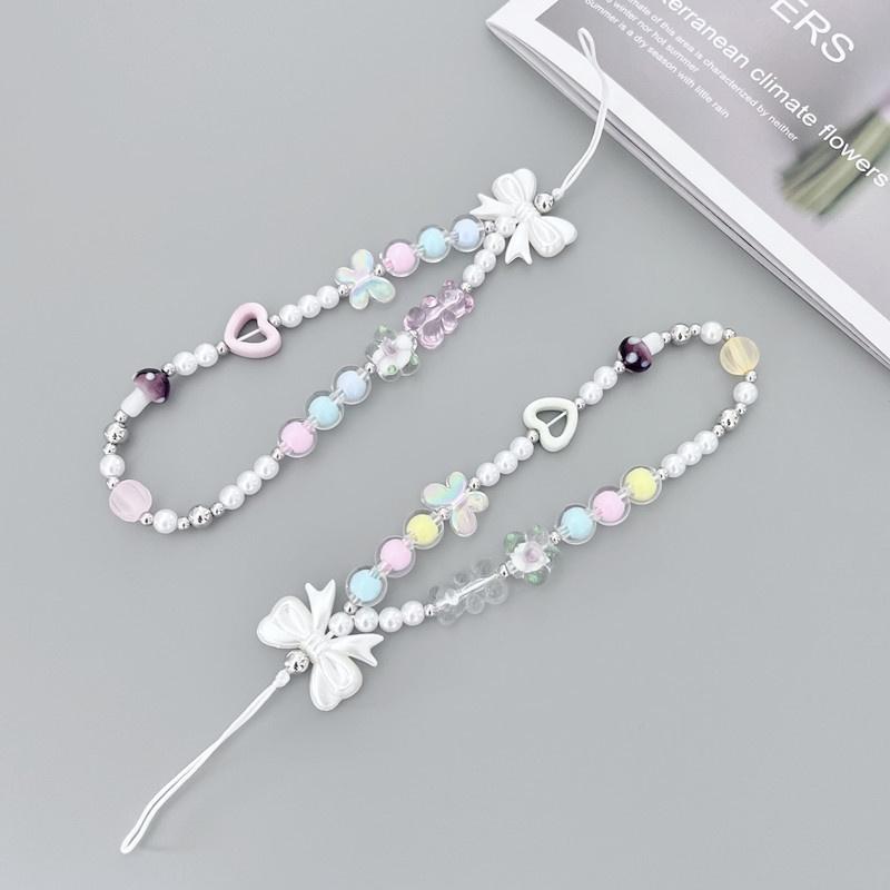 火星兔★吊飾 手機繩 手機吊飾 自製韓國ins可愛小熊DIY串珠手機鏈手機殻防丟手機掛繩百塔手腕帶-細節圖6