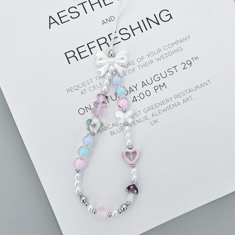 火星兔★吊飾 手機繩 手機吊飾 自製韓國ins可愛小熊DIY串珠手機鏈手機殻防丟手機掛繩百塔手腕帶-細節圖7