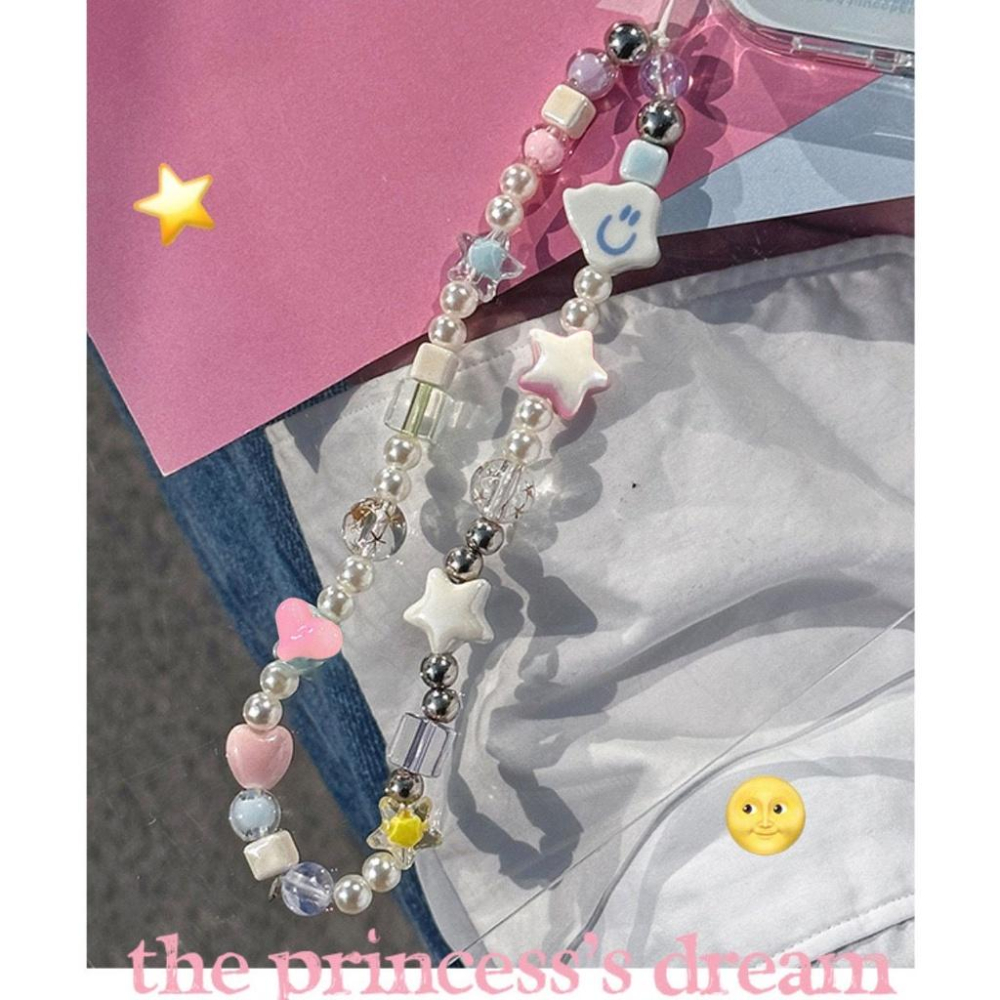 火星兔★吊飾 手機吊飾 愛麗絲雲朵星星ccd相機珍珠手繩diy珠子手機鏈掛繩拍立得掛件-細節圖2