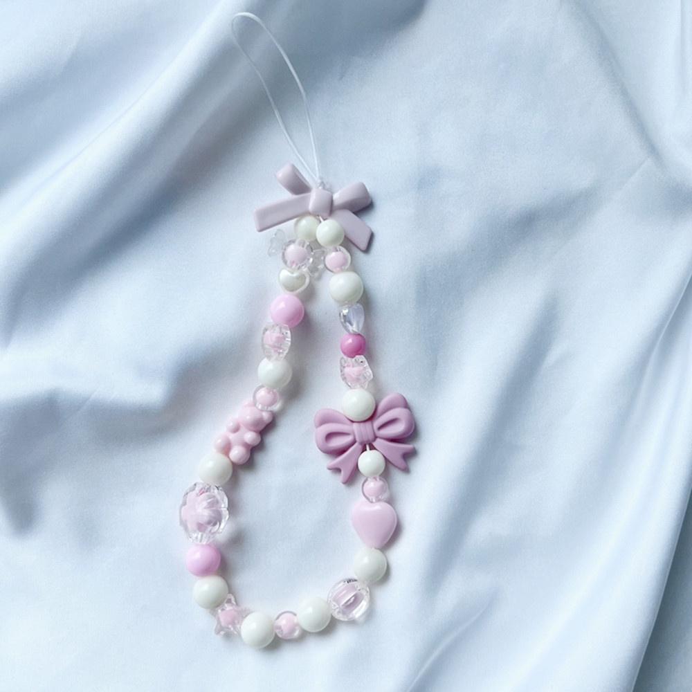 火星兔★吊飾 手機繩 手機吊飾 多巴胺 甜美網紗蝴蝶結雲珠鍊 短款手機掛繩 創意樹脂花珠鍊 手機殻包包配件-細節圖3