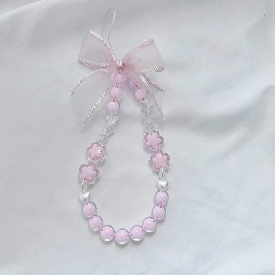 火星兔★吊飾 手機繩 手機吊飾 多巴胺 甜美網紗蝴蝶結雲珠鍊 短款手機掛繩 創意樹脂花珠鍊 手機殻包包配件-細節圖5