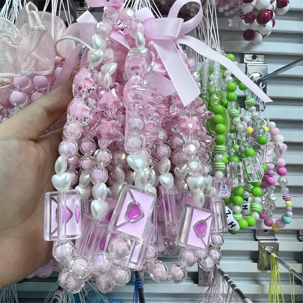 火星兔★吊飾 手機繩 手機吊飾 多巴胺 甜美網紗蝴蝶結雲珠鍊 短款手機掛繩 創意樹脂花珠鍊 手機殻包包配件-細節圖9