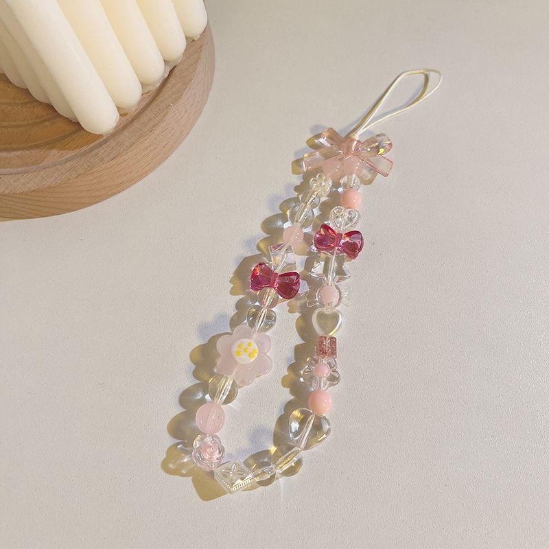 火星兔★吊飾 手機繩 ins風小衆diy彩色串珠手機鏈條多巴胺掛鏈蝴蝶結珠珠手繩掛繩配件-細節圖3