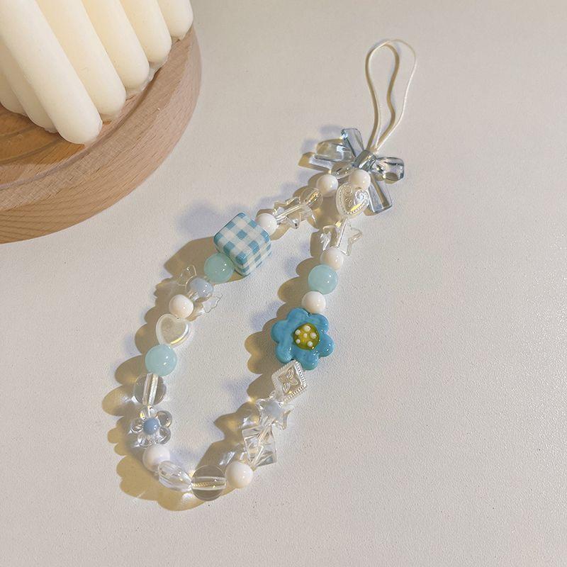 火星兔★吊飾 手機繩 ins風小衆diy彩色串珠手機鏈條多巴胺掛鏈蝴蝶結珠珠手繩掛繩配件-細節圖9