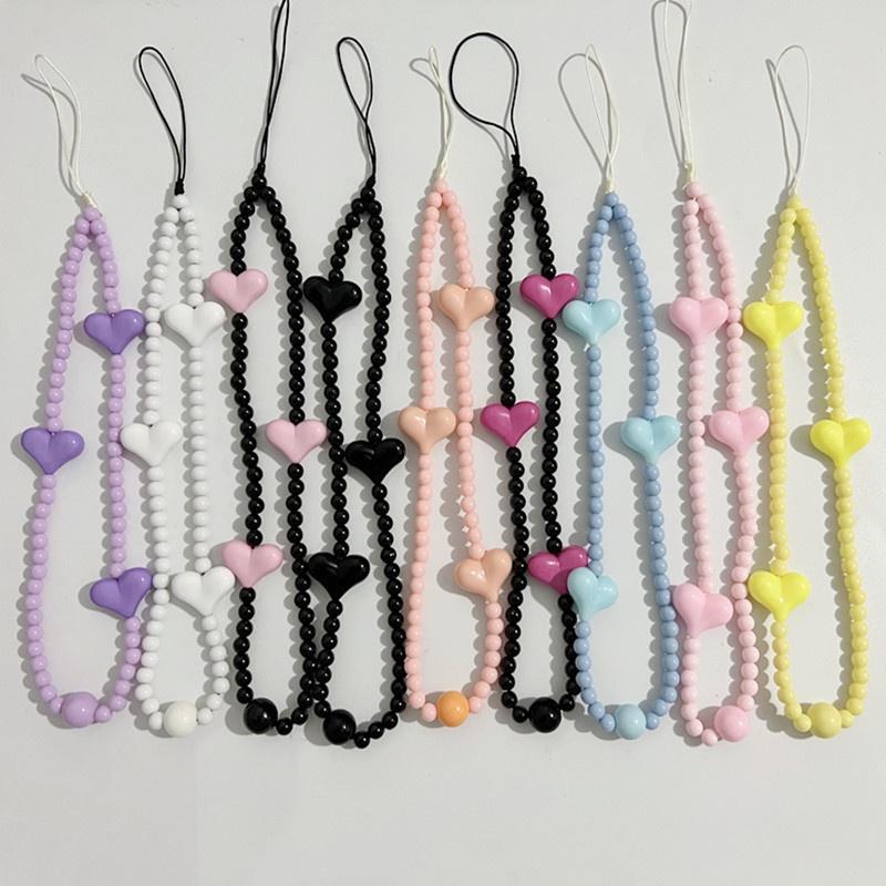 火星兔★吊飾 手機繩 手機吊飾 爆款 新款DIY手機掛繩 短款女創意桃心串珠手機鏈配件包包裝飾-細節圖7