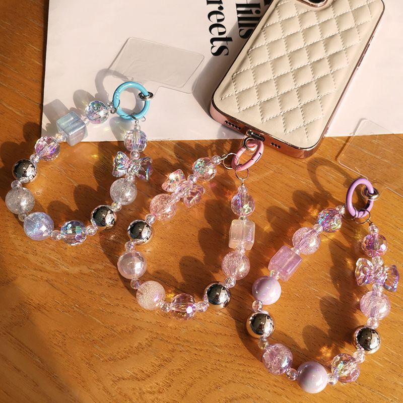 火星兔★吊飾 手機繩 手機吊飾 手機掛繩 短款閃粉方塊蝴蝶結 手機掛繩 手機鍊 串珠 韓國 手機鍊條-細節圖3