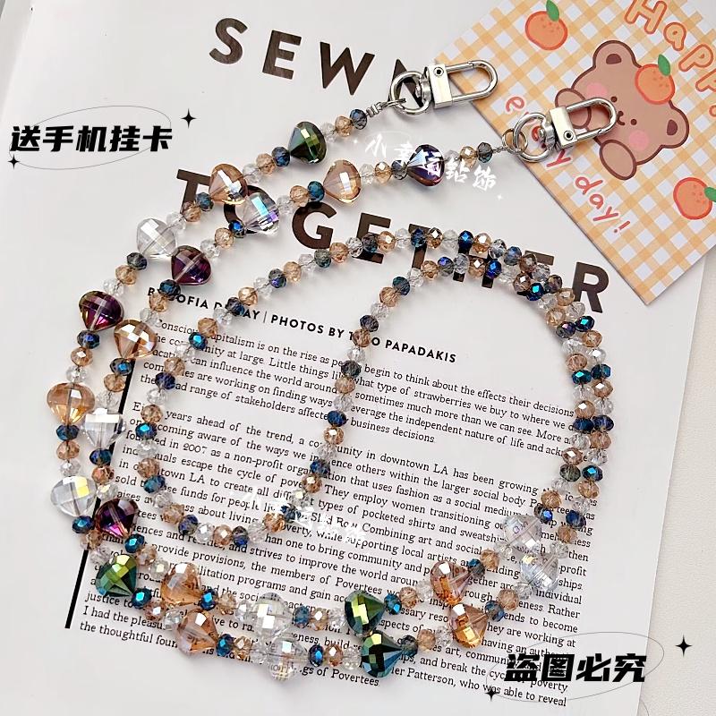 火星兔★背手機 手機斜背 手機長鍊 串珠手機鍊 斜跨 貝殻水晶 長款掛脖 肩背掛飾-細節圖2