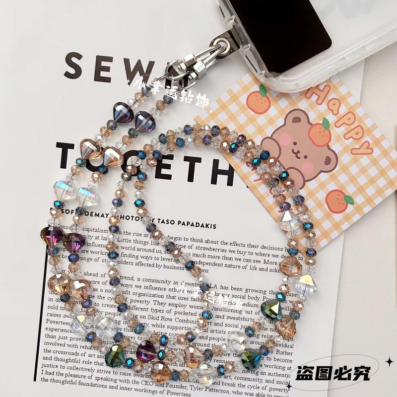 火星兔★背手機 手機斜背 手機長鍊 串珠手機鍊 斜跨 貝殻水晶 長款掛脖 肩背掛飾-細節圖3